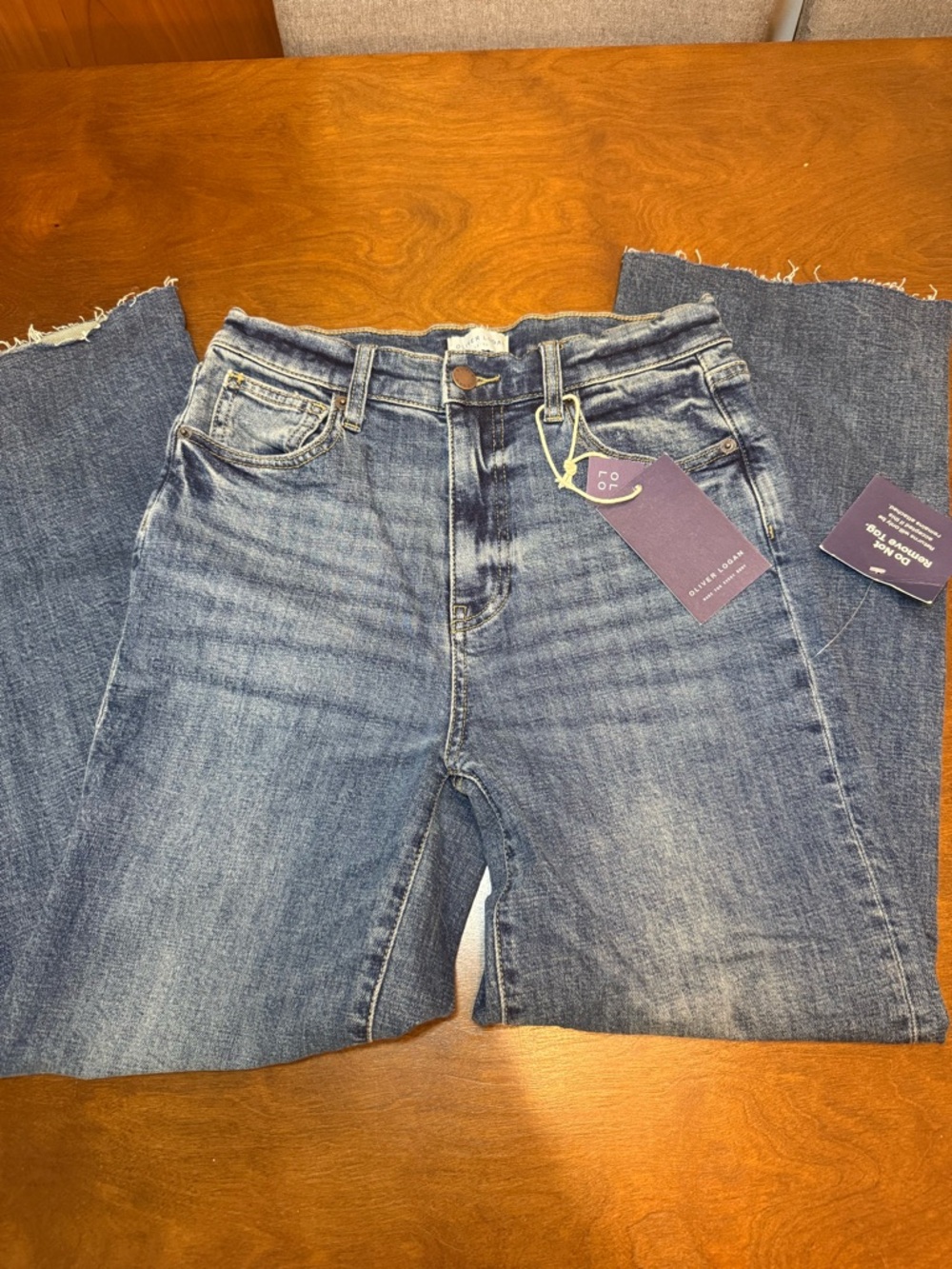 NWT Oliver Logan High-Rise Cropped Wide-Leg Jeans Woman’s 27 Nautical, coastal